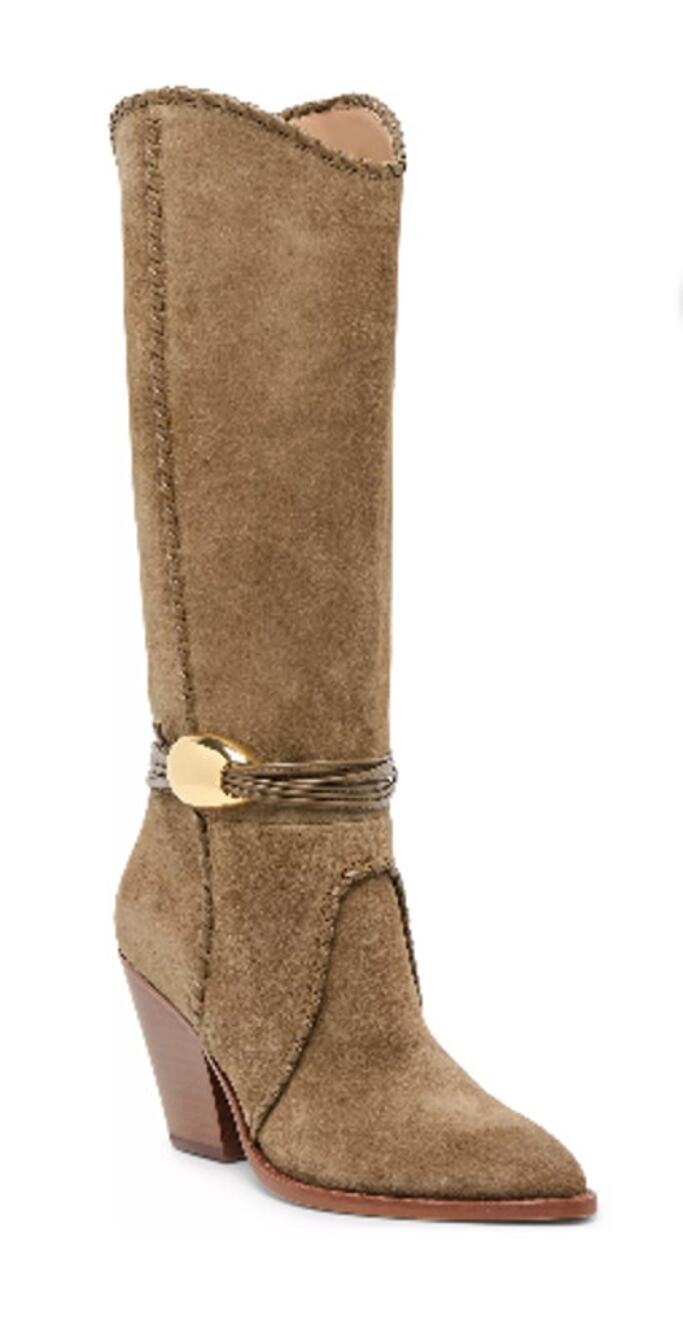Dolce Vita Jody Boots Women's Size 5.5 Olive Suede Western Mid Calf Block Heel